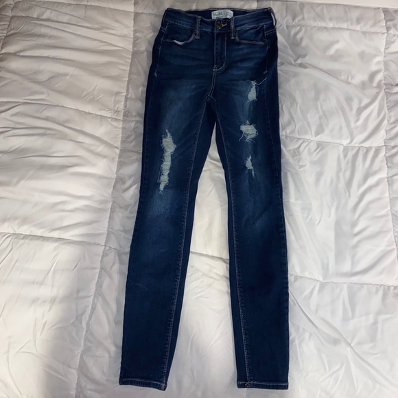 MUDD Blue Ripped High Rise Jegging: size 3 - Picture 3 of 6